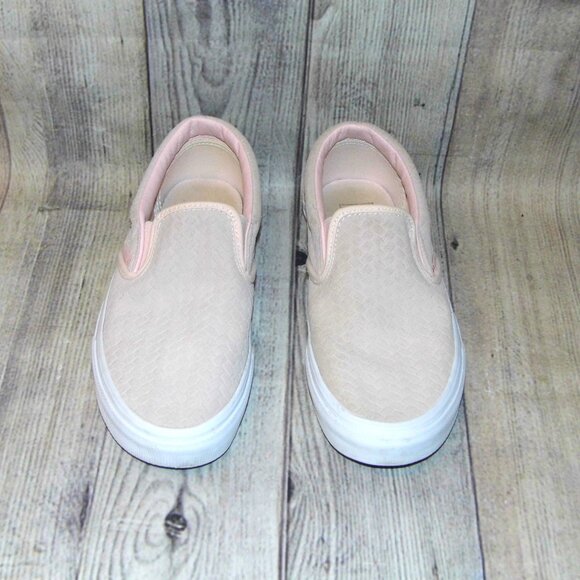 VANS Classic Slip On Dusty Pink Woven Embossed Suede Sneakers Womens Size 8 - Picture 4 of 7